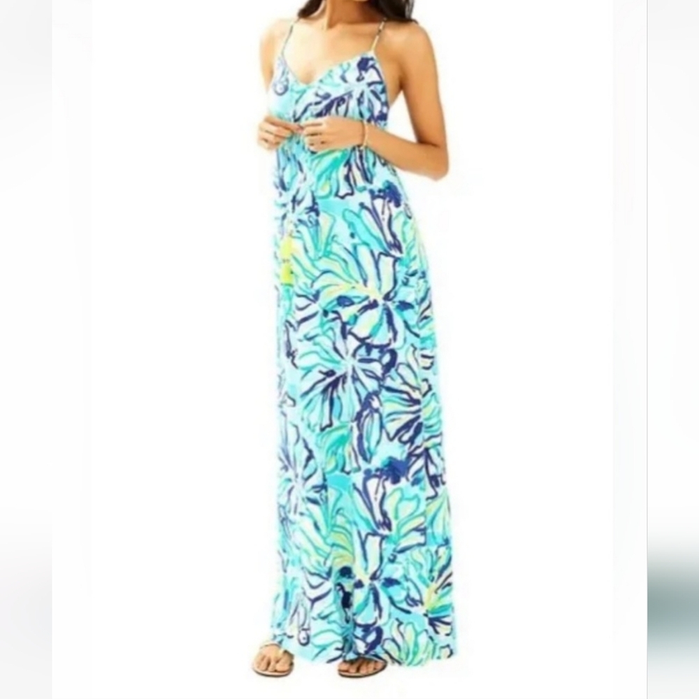 🩵 NWOT Lilly Pulitzer Philomena Pool Blue Maxi Dress XL